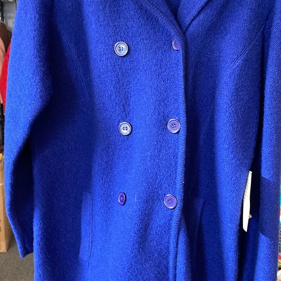 VTG KandraWool Cobalt Blue Coat Size Large Retro NWT 90s Outerwear - Picture 3 of 8
